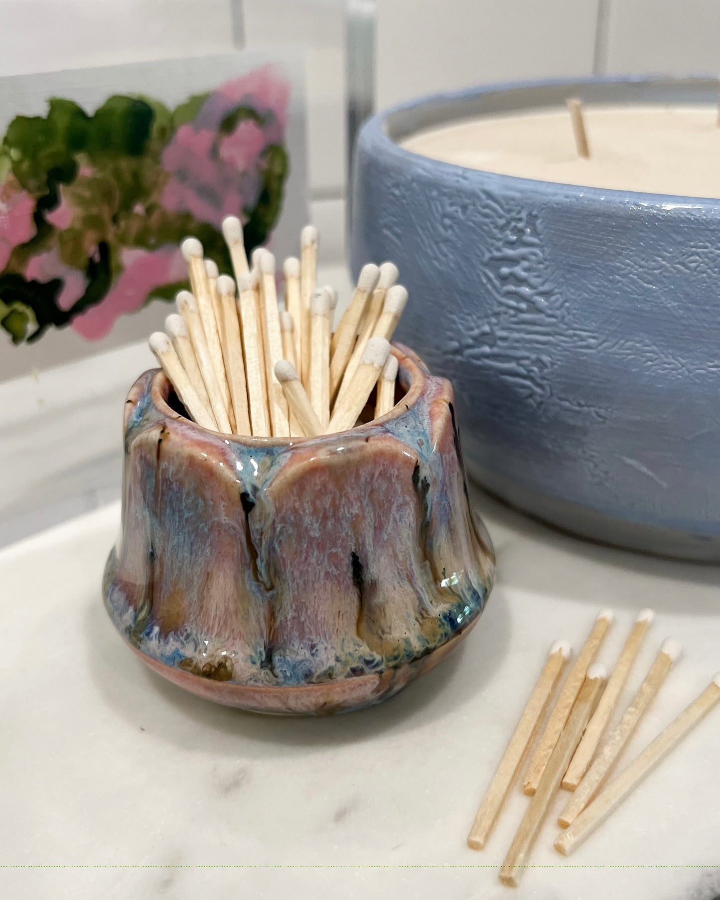 scalloped matchstick holder + striker
