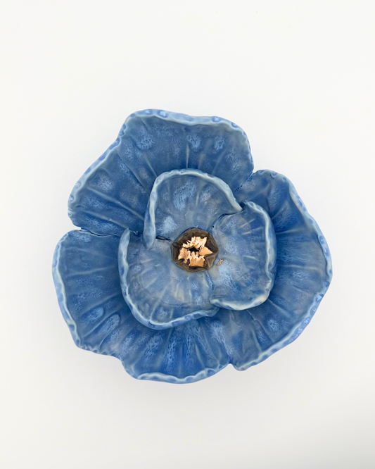 Grand Gilded Ceramic Flower | Wall or Tabletop Display