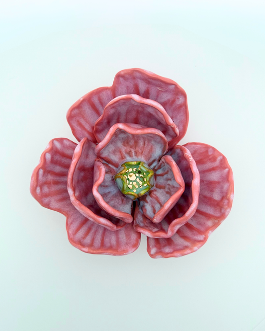 Grand Gilded Ceramic Flower | Wall or Tabletop Display