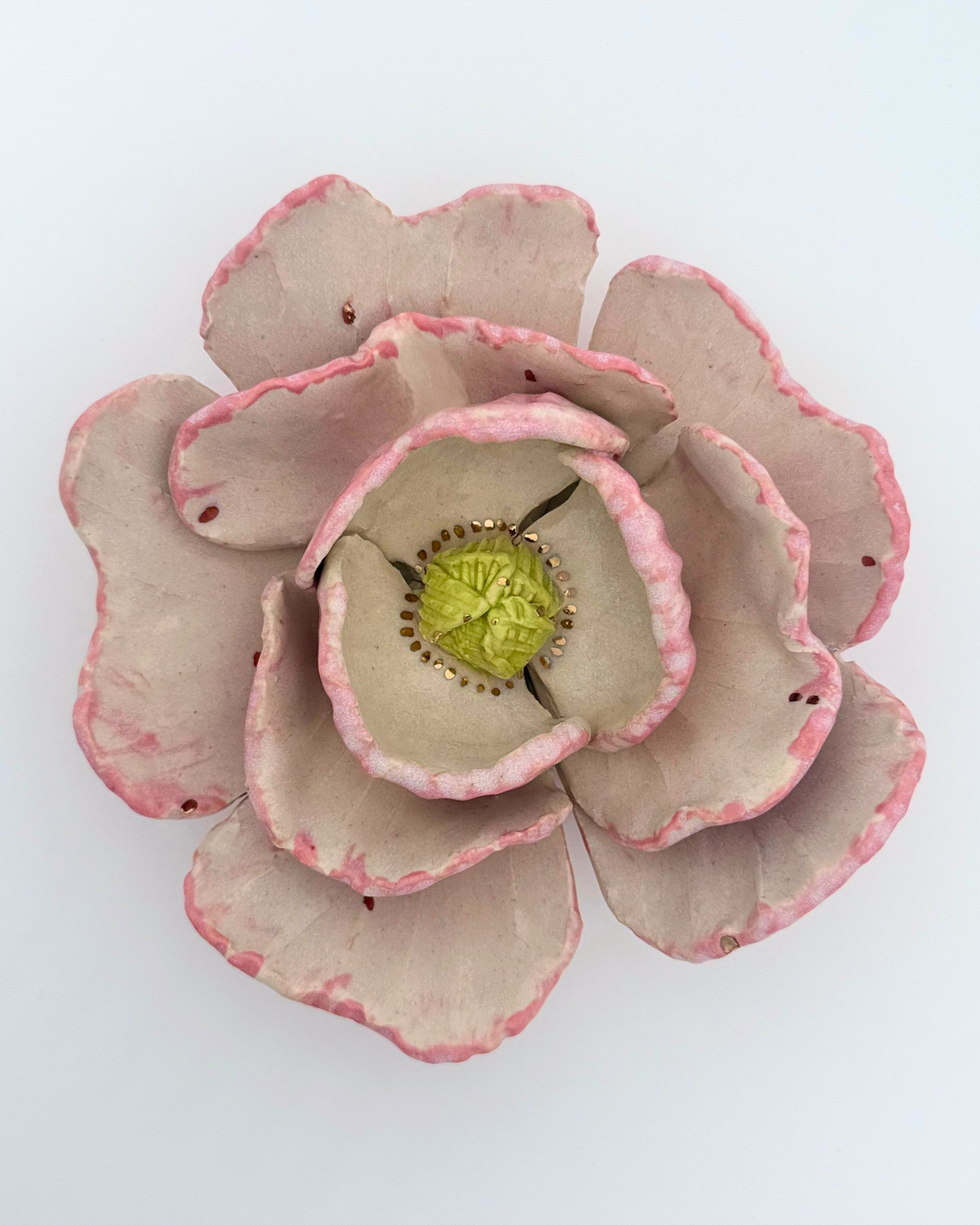 Grand Gilded Ceramic Flower | Wall or Tabletop Display