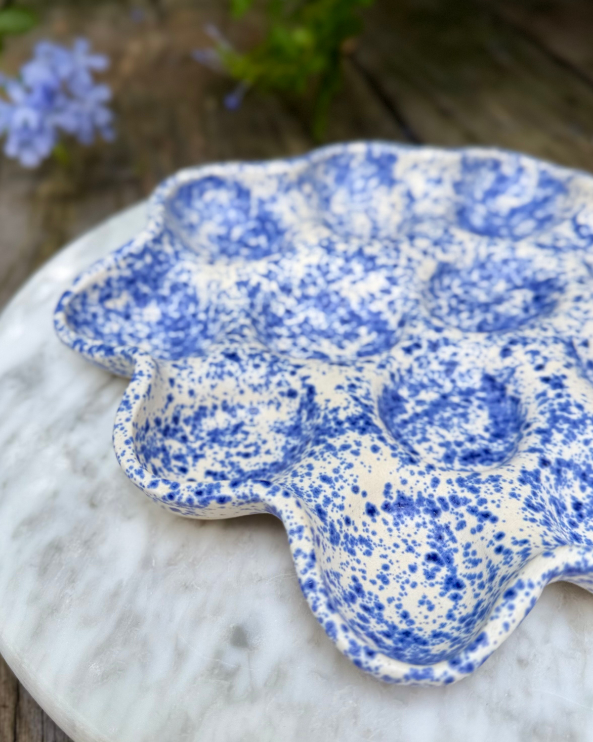Blue Speckle Deviled Egg Plate