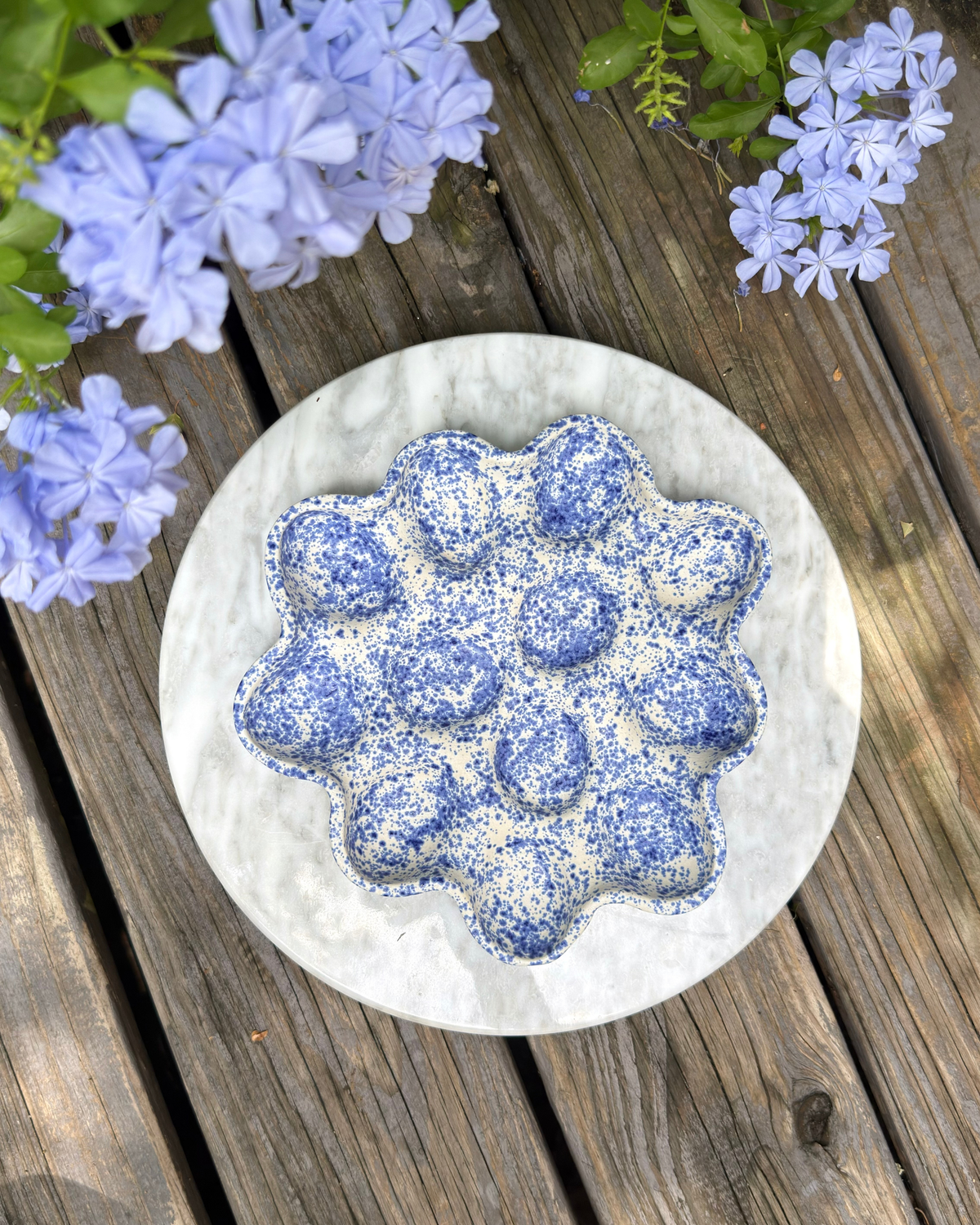 Blue Speckle Deviled Egg Plate