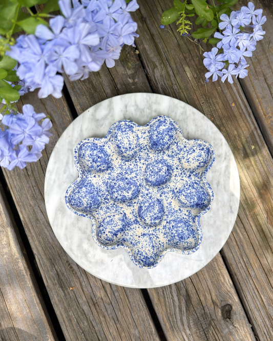 Blue Speckle Deviled Egg Plate