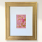 Rosy Outlook No. 02 — abstract blush pink and gold leaf mixed media painting on handmade paper, framed in gold