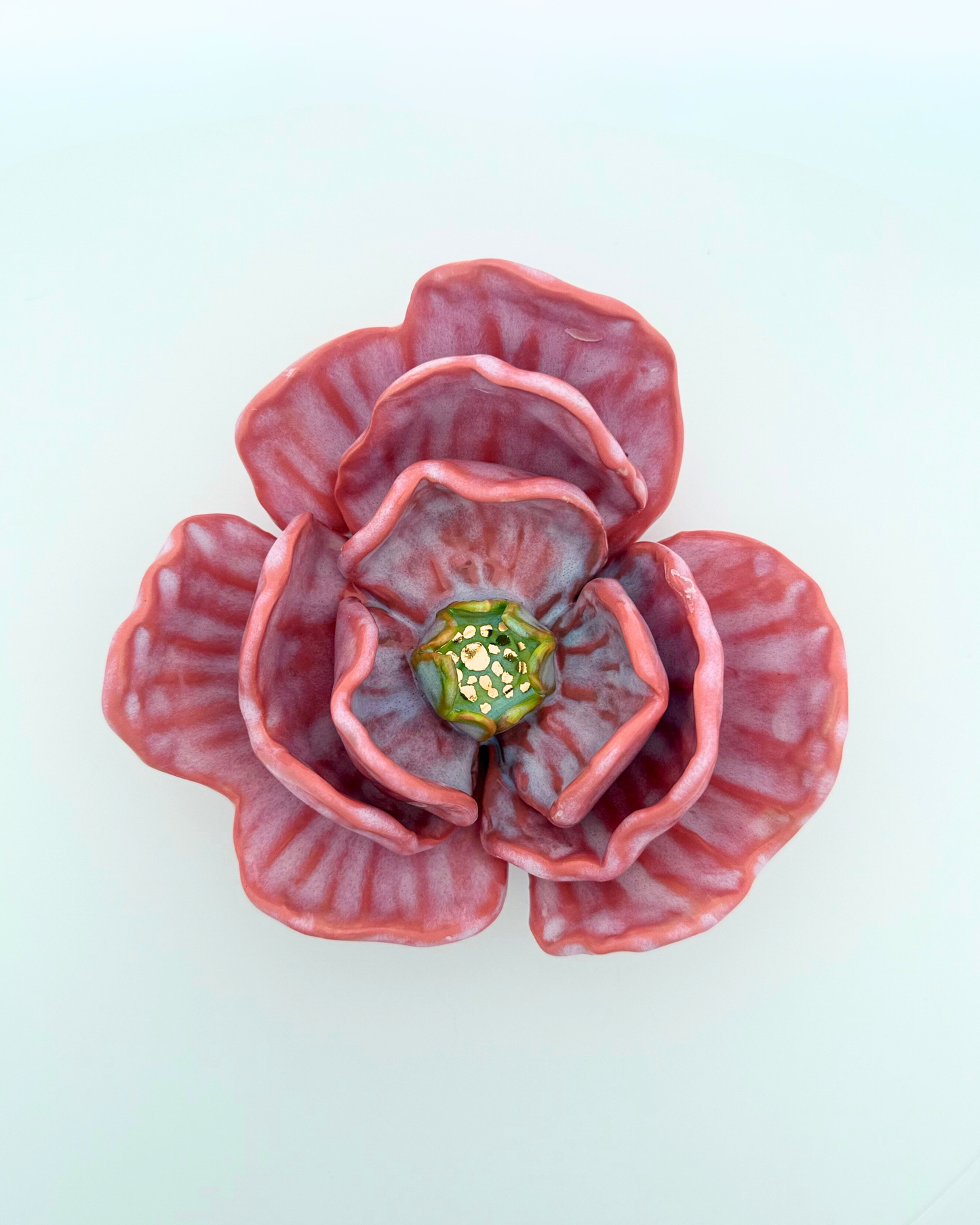 Grand Gilded Ceramic Flower | Wall or Tabletop Display