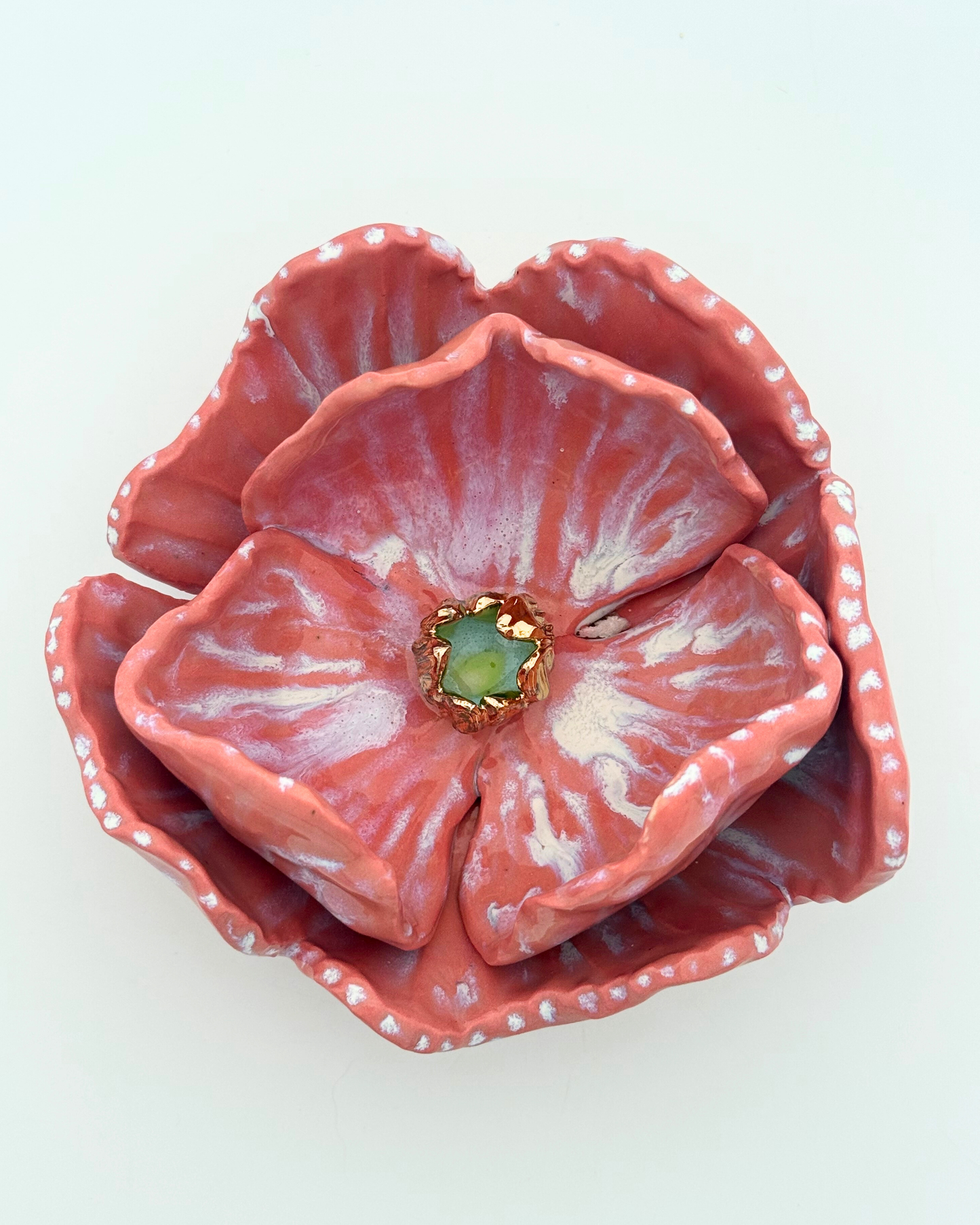 Grand Gilded Ceramic Flower | Wall or Tabletop Display