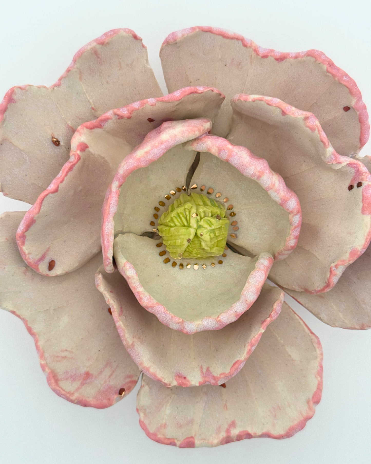 Grand Gilded Ceramic Flower | Wall or Tabletop Display