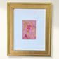 Rosy Outlook No. 01 — abstract pink and gold leaf mixed media painting on handmade paper, framed in gold