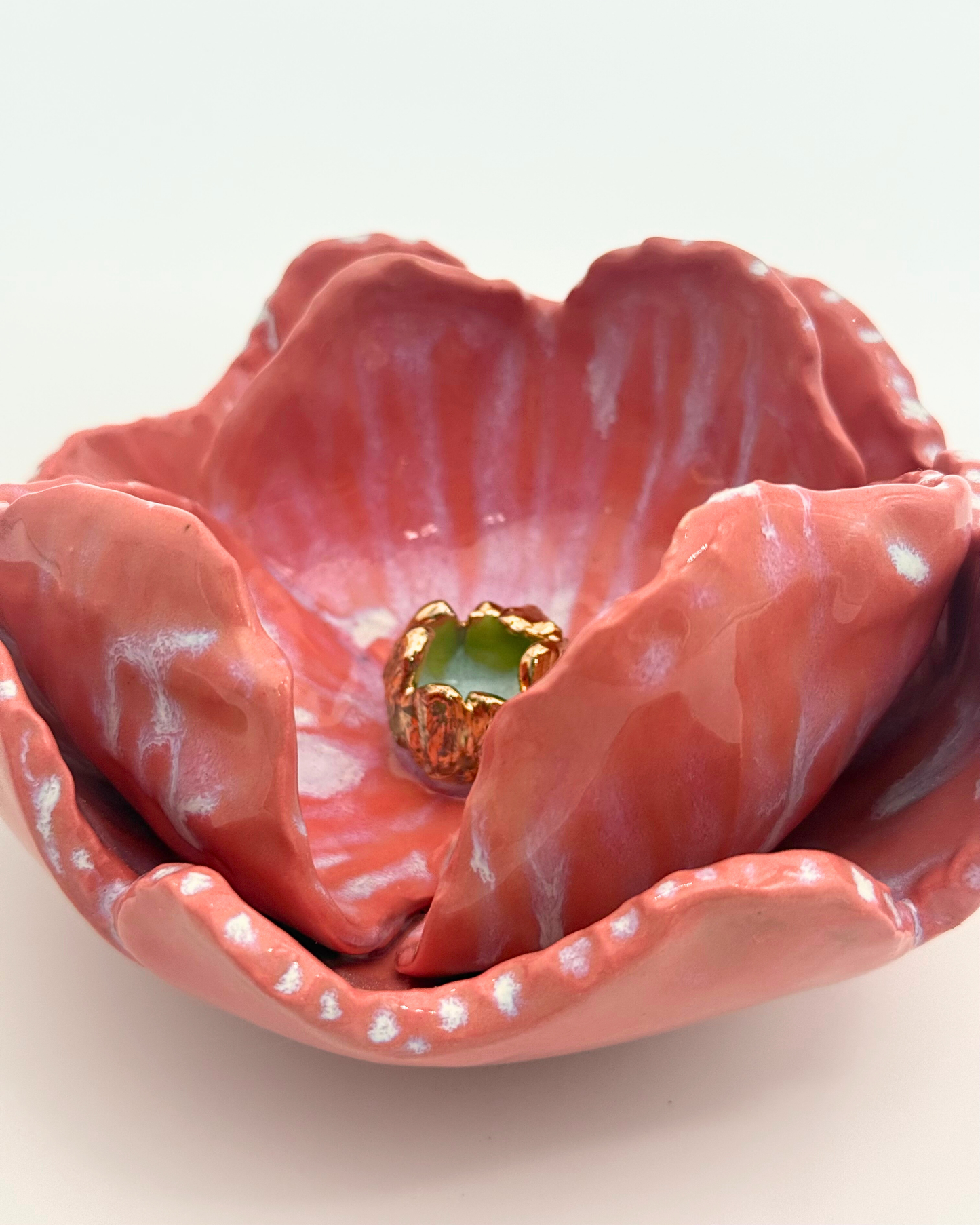 Grand Gilded Ceramic Flower | Wall or Tabletop Display