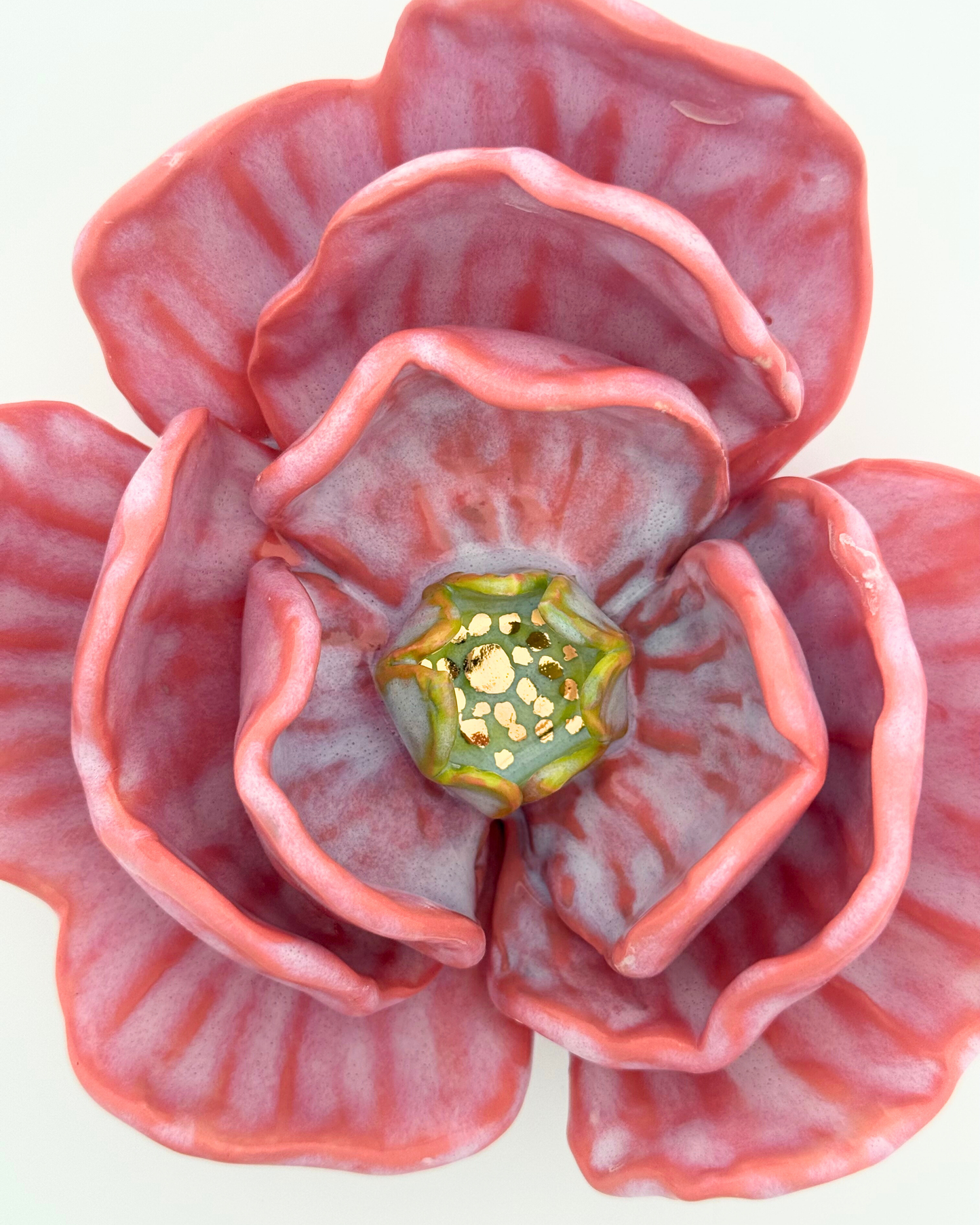 Grand Gilded Ceramic Flower | Wall or Tabletop Display