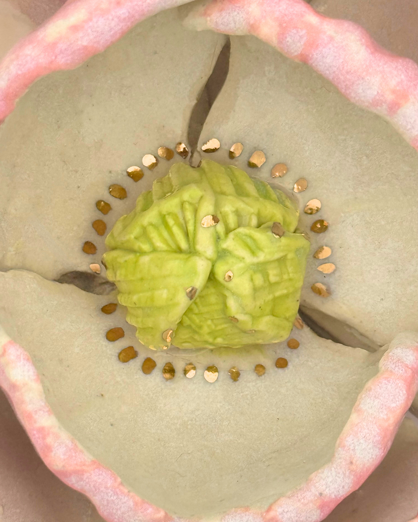 Grand Gilded Ceramic Flower | Wall or Tabletop Display