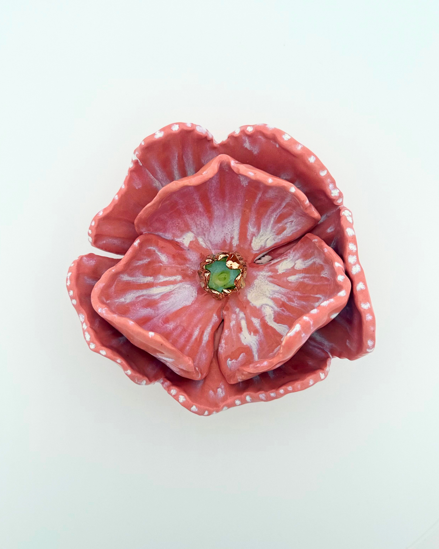 Grand Gilded Ceramic Flower | Wall or Tabletop Display