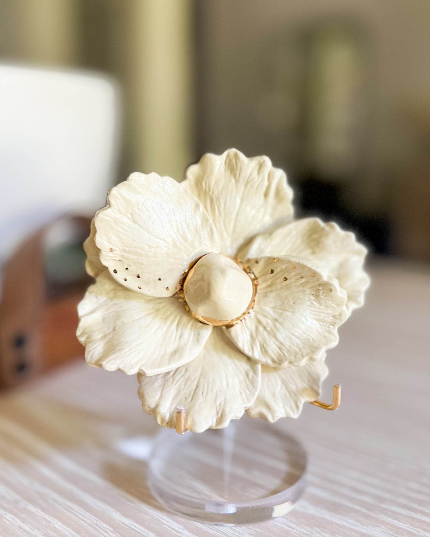 gilded ceramic flower - seaside