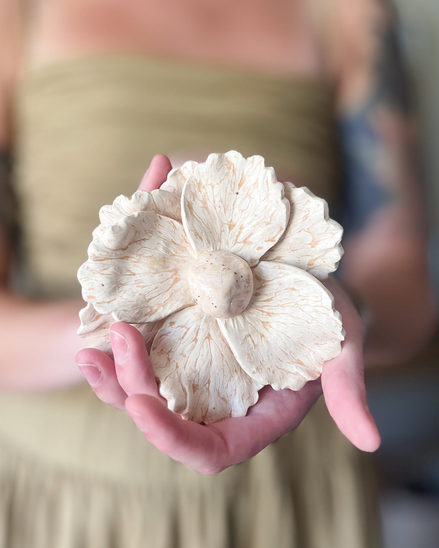 matte magnolia ceramic flower