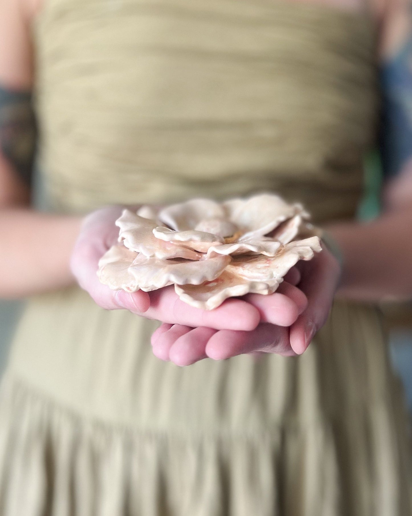 golden bloom ceramic flower