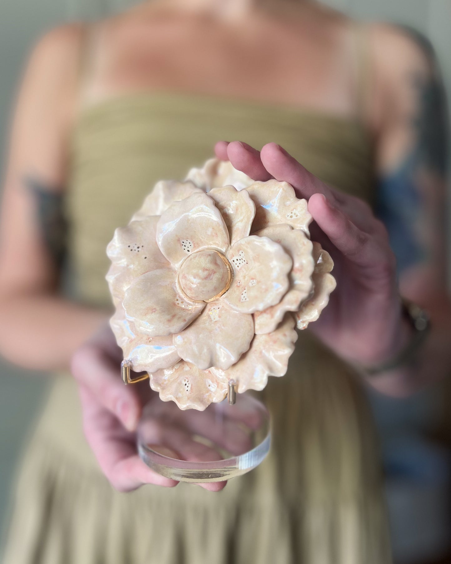 golden bloom ceramic flower