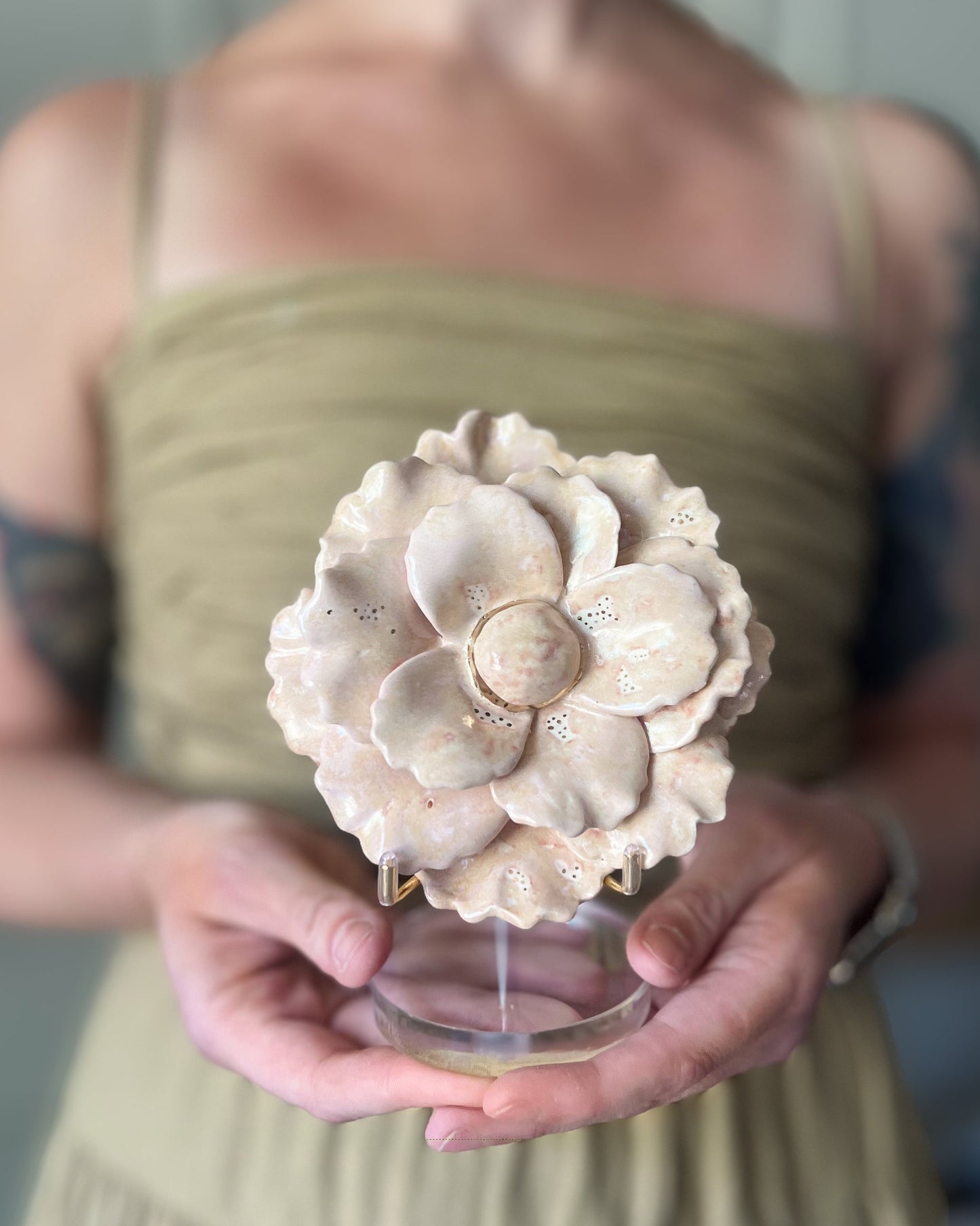 golden bloom ceramic flower