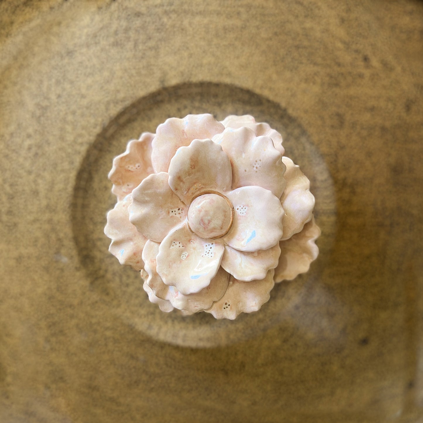 golden bloom ceramic flower