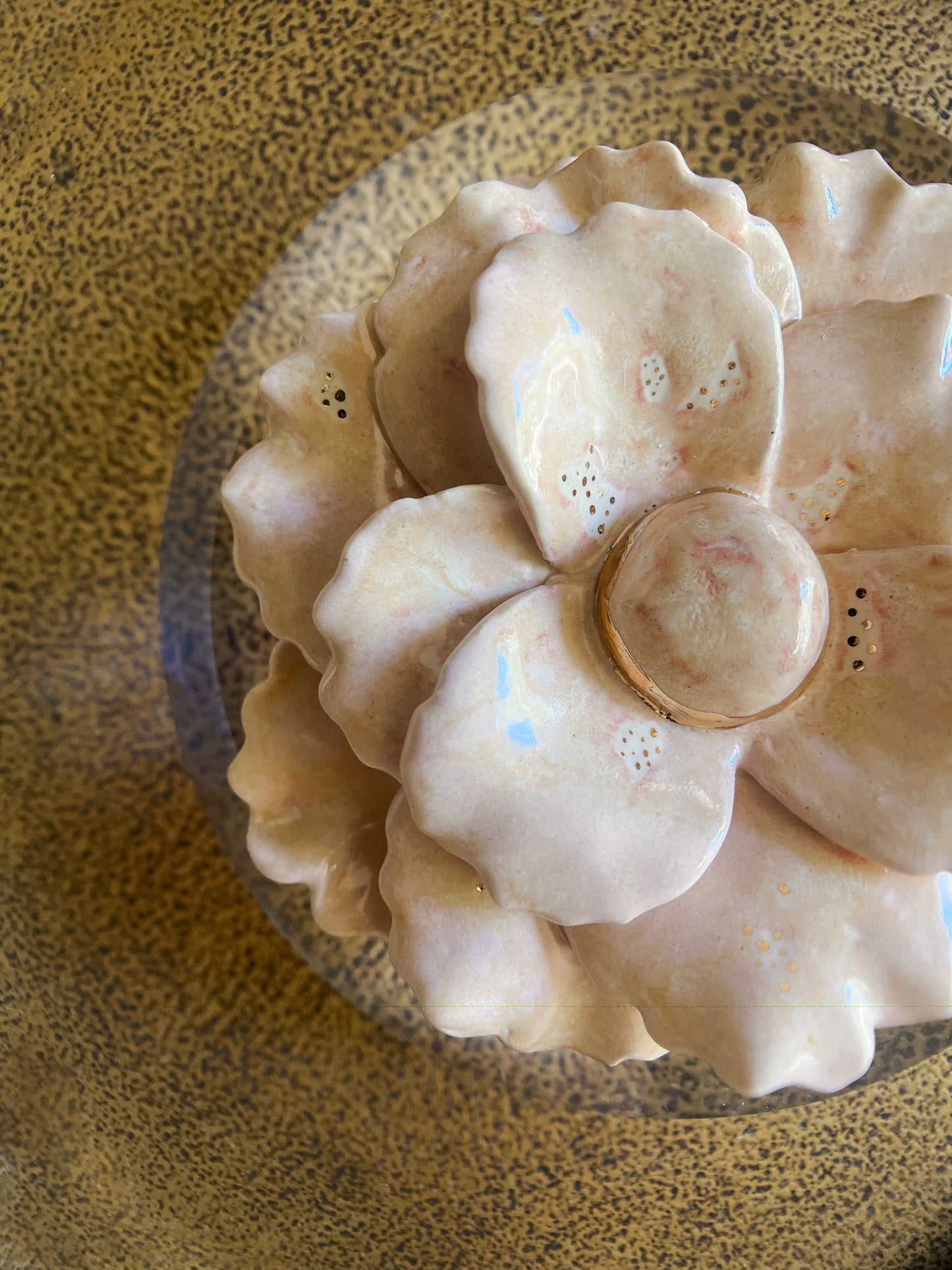 golden bloom ceramic flower