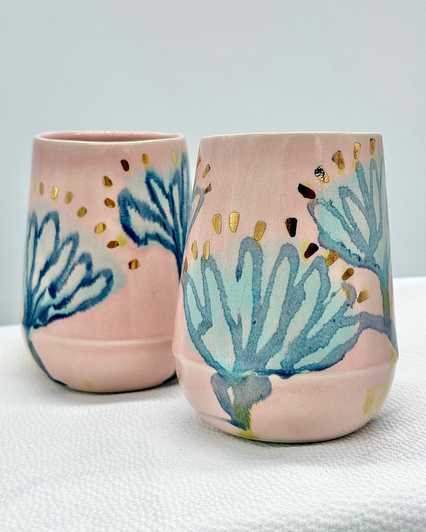 Hand-Painted Ceramic Tumblers (Set of 2)