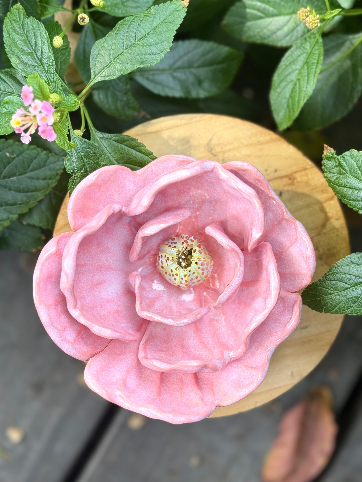 Grand Gilded Ceramic Flower | Wall or Tabletop Display