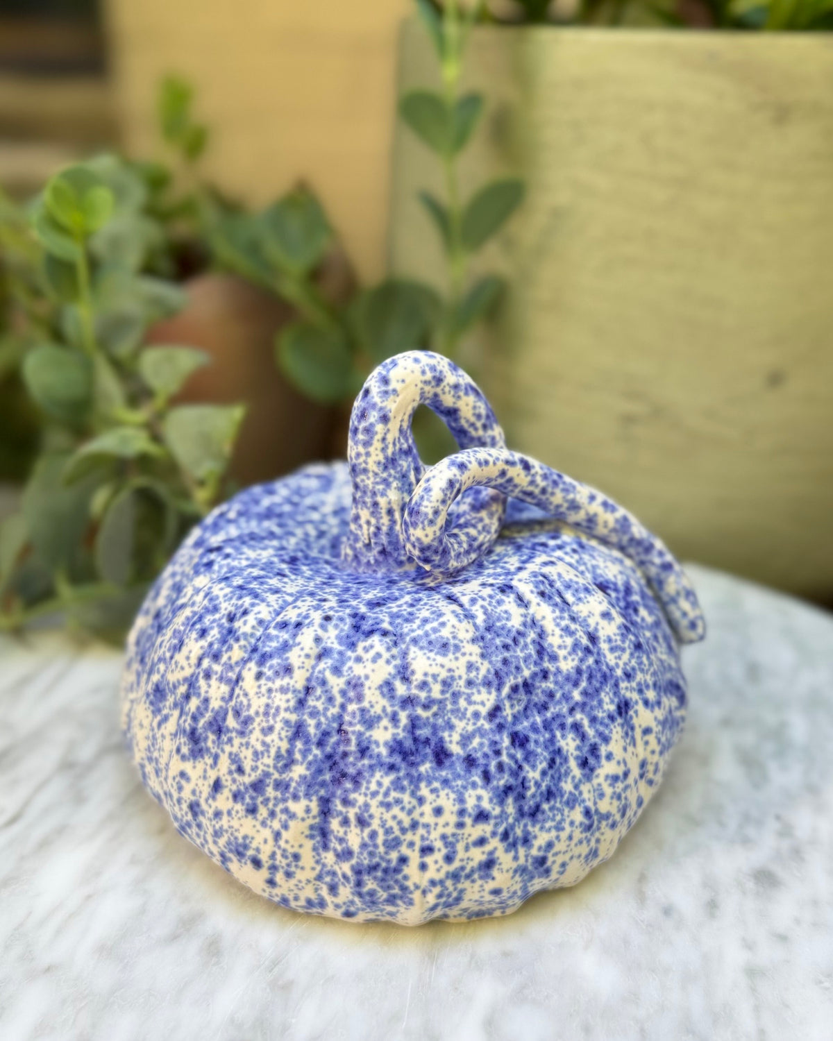 Blue Spongeware Pumpkin No. 01