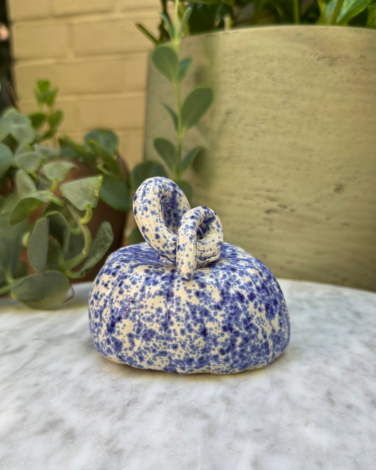 Blue Spongeware Pumpkin No. 02