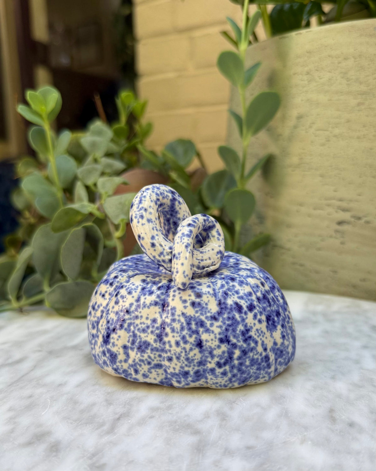 Blue Spongeware Pumpkin No. 02