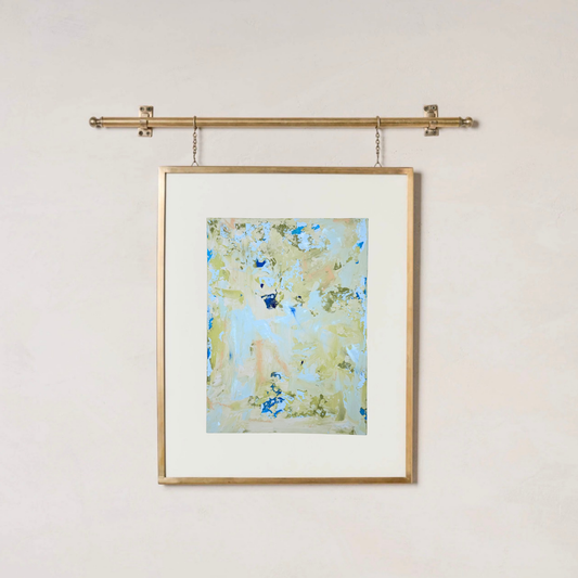 Soft Landing by Esqué Creates — two 6x8 original abstract paintings in soft green and blue. Hand-painted mixed media artwork, unframed and perfect for modern, serene interiors.